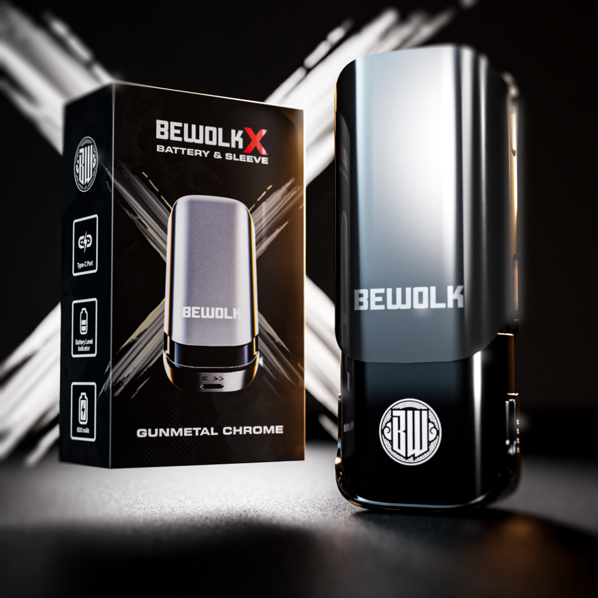 BATTERY-SLEEVE-COMBO-Gunmetal-Chrome-Webtile